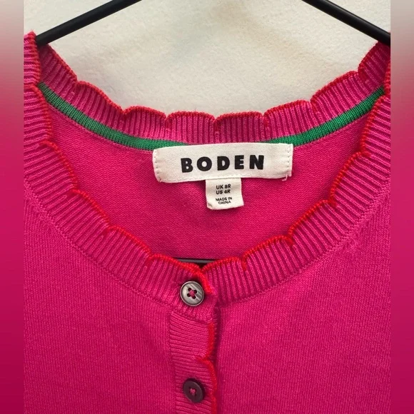 Boden Scallop Henley Knitted Dress in Pink Peony - Picture 8 of 10